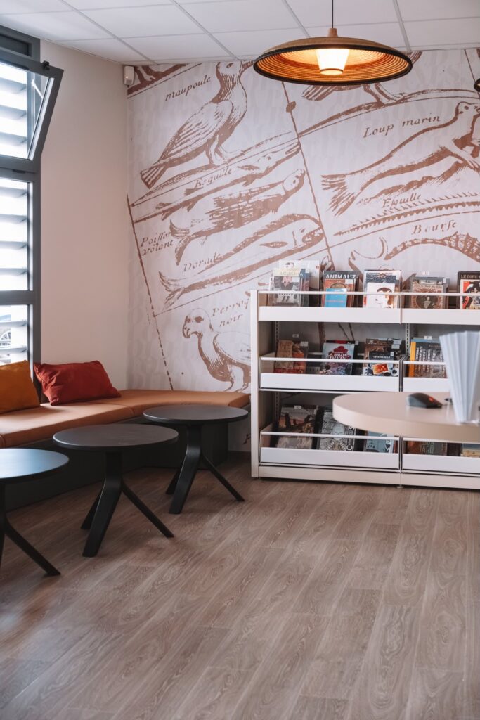 Design graphique d'un mur à partir d'un livre de Flacourt